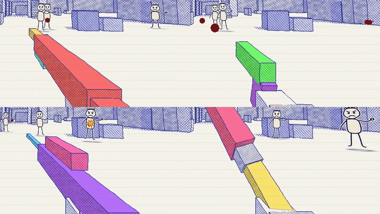 The colorful weapons: shotgun, pistol, sniper and the eraser sword